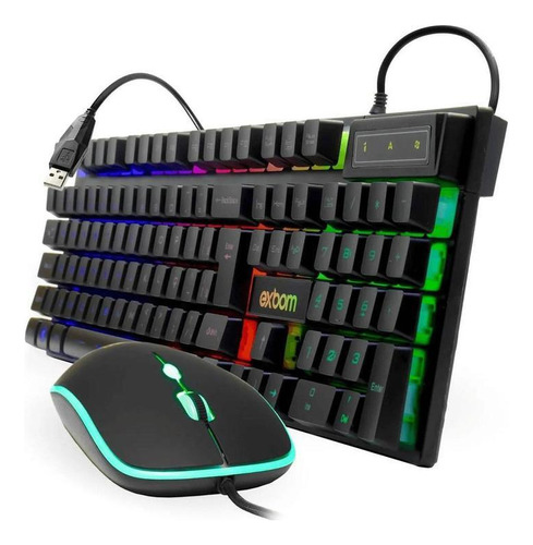 Kit Teclado E Mouse Gamer Exbom Bk-g550 Rgb Semi Mecânico