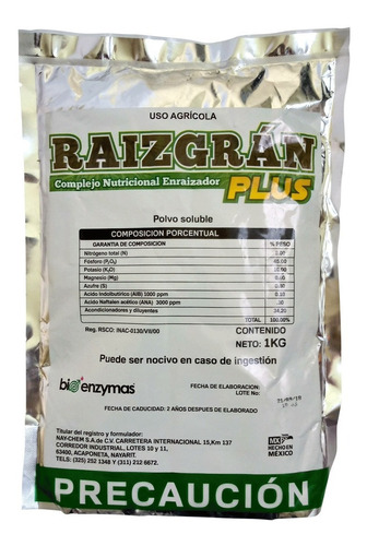 Imagen 1 de 1 de Raizgrán Plus 1 Kg Complejo Nutricional Enraizador Con Envío