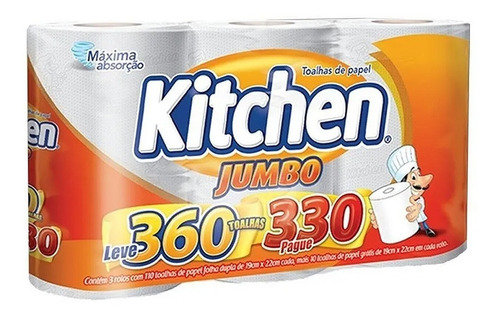 Imagem 1 de 3 de Papel Toalha Kitchen Jumbo 360 Cozinha Pratica Folha Dupla