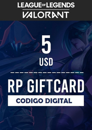 Tarjeta Prepaga Riot Points 5 Usd Region Las