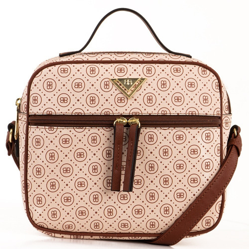 Bolsa Transversal Feminina Rafitthy Estruturada Creme Marrom