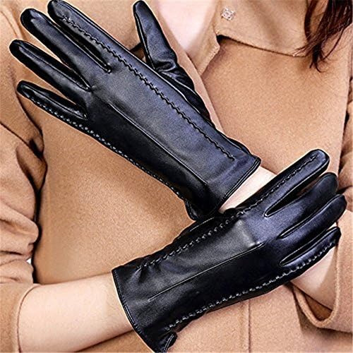 Guantes De Cuero Pu Rojos Cálidos De Invierno Para Conducir