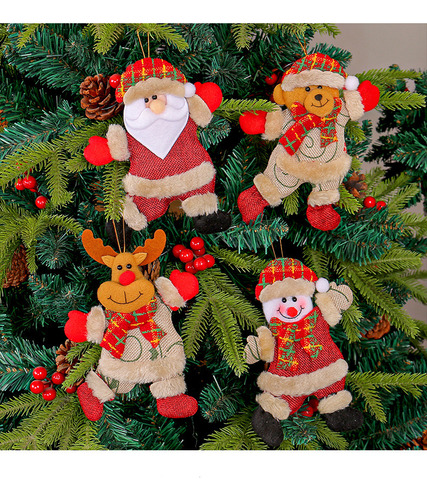 4 Cascabeles Muñecos Navideños Adorno Fieltro Navidad Santa