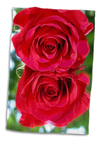 Toalla 3d Rose, Dos Rosas Rojas, 15 X 22