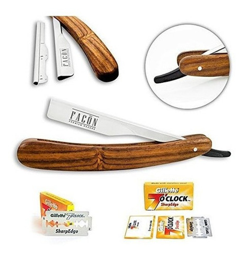 Facon Profesional De Madera Borde Recto Barber Razor / Raso