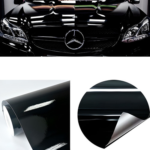 Vinil Wrap Automotriz Ultra Glossy Nivel Premium 30cm X 3 Mt Color Negro