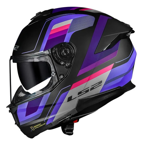 Capacete Ls2 Ff808 Stream 2 Vintage Roxo Fosco Óculos Solar