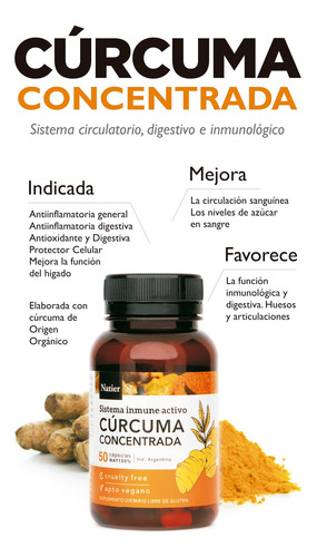 Natier Kit X6 Suplemento Vegano Cúrcuma Concentrada 50c 6c