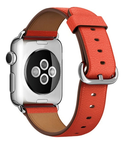 Correa Cuero Compatible Iwatch Apple Watch 42/44/45mm Naranj