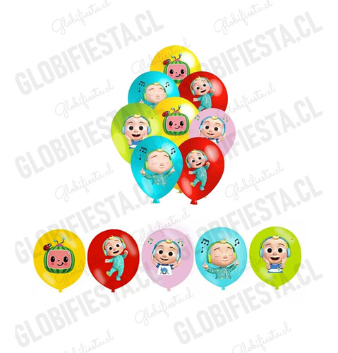 Pack Full Cumpleaños Globos Cocomelon Bebe Cotillon X10