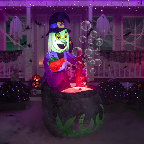 Bruja Inflable Caldero Magico Decoracion Halloween De 1.8m