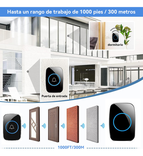 Timbre Inalámbrico Impermeable,kit De Timbre