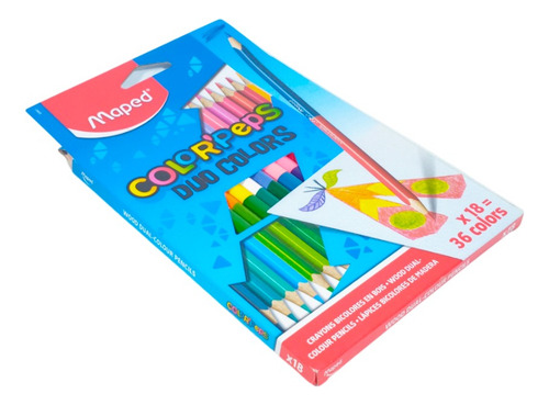 Lapiz Color Duo Escolar Niños Pintar Colores