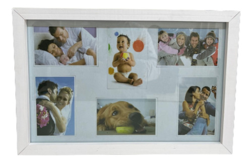 Quadro Painel Multifotos Com 6 Fotos De Parede 10x15cm Cor Branco