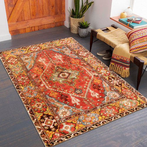 Leevan Alfombra Oriental Con Diseno Floral De 3 X 5 Pies, Es