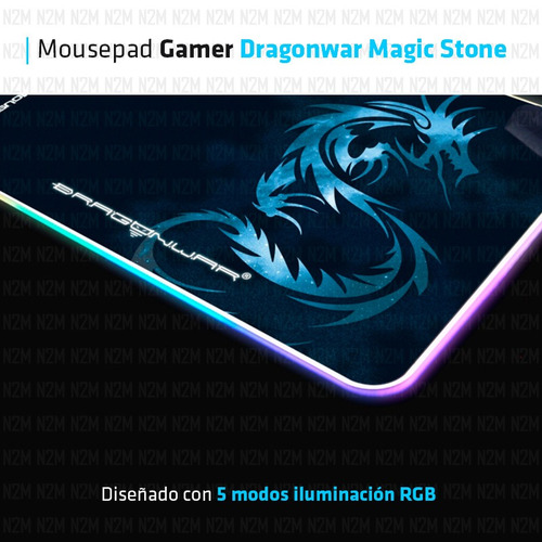 Imagen 3 de 10 de Mouse Pad Gamer Magic Stone Luz Rgb 36x26cm Juegos Dragonwar