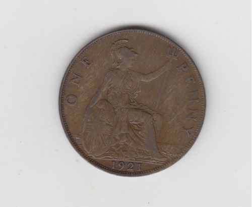 Moneda Inglaterra 1 Penny 1921  Bueno