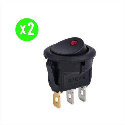 2 X Switch Interruptor Tipo Rocker Kcd1, On/off 21mm 12v 20a