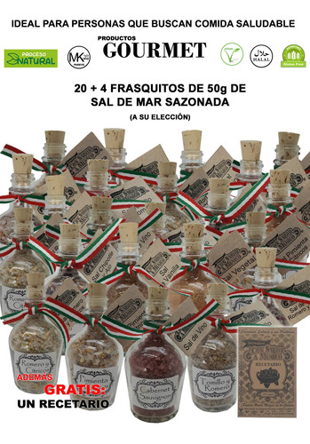 Sal De Mar Sazonada Gourmet 20+4 Frasquitos 50g (naturales)