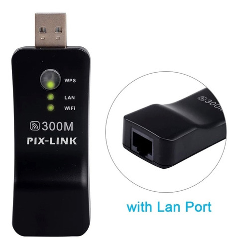 Repetidor Wifi Pix-link Con Función De Adaptador De Red Lan.