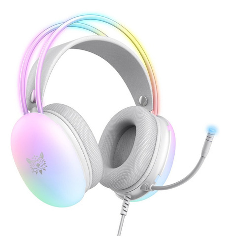 Audífonos Gamer Onikuma Gamer X25 Blanco Con Luz Rgb Led Blanco