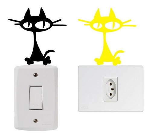 Adesivo Decorativo Espelho Tomada Interruptor Gato Int-07