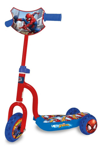 Monopatín de pie Unibike Scooter 3 ruedas Spiderman  azul y rojo para 5 años