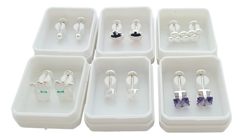 Aros Abridores De Plata 12 Pares Por Mayor Combo 8
