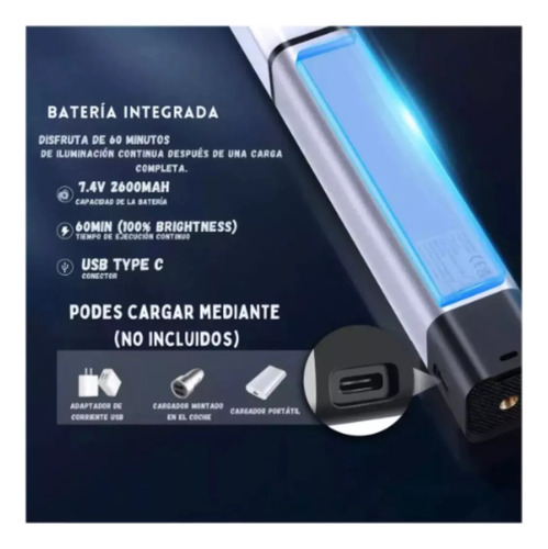 Barra Luz Led Rgb Recargable Fotografía Video Control Remoto Negro Rgb