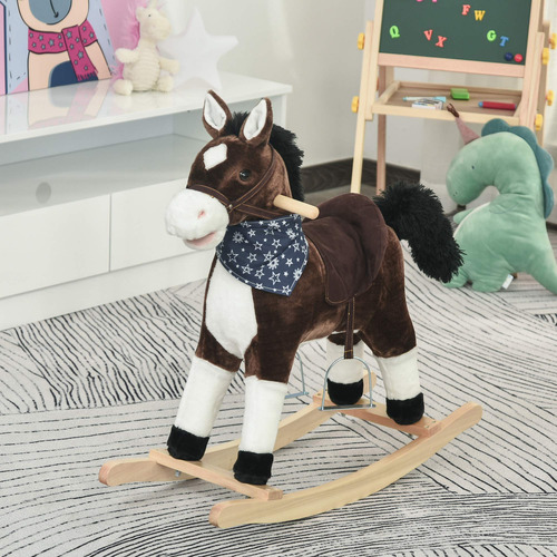 Caballo Mecedor De Peluche Para Niños Con Sonidos Marrón Color