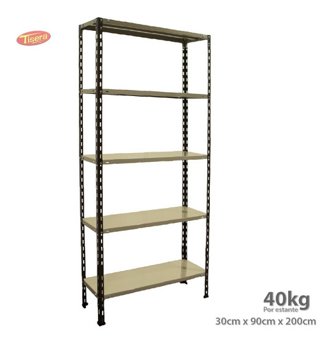 Imagen 1 de 4 de Estanteria Metalica 90x30x200 Tisera Oficina 40kg 209030