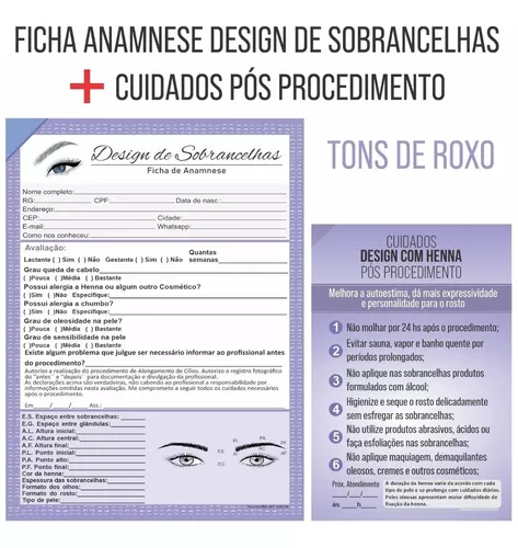 Bloco de Anamnese - Design de Sobrancelhas (Modelo 01)