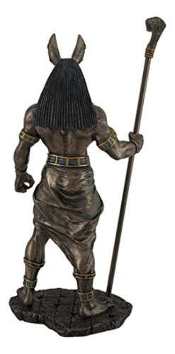 Veronese Design Anubis Holding Cobra Head Scepter Statue