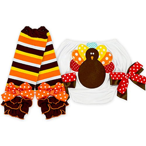 Angeline Baby Girls Thanksgiving Bloomers Turkey Diaper Cover Leg Warmers 