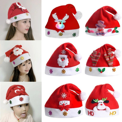 Imagen 6 de 8 de 4 Gorros De Navidad Papa Noel Con Luces Led