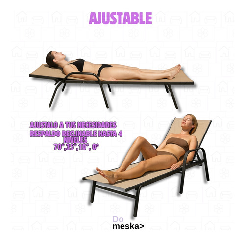 Camastro Metálico Para Playa Hogar Jardín 1 Pz Inmatmex Beige