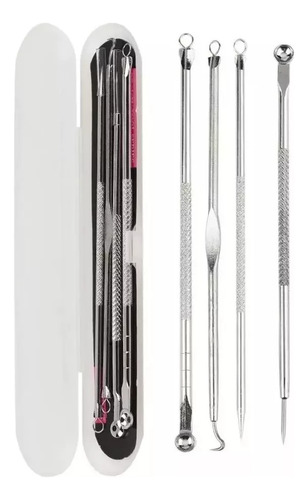 Curetas Extrator Pinças Inox Remover Cravos Espinha + Estojo