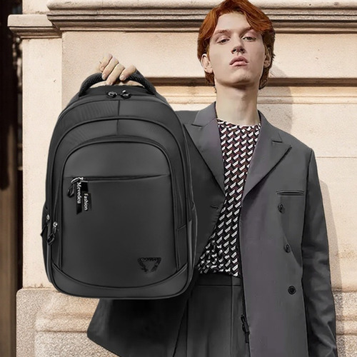 Mochila Juvenil Gran Capacidad Impermeable Para Portátil 35l Negro Negro