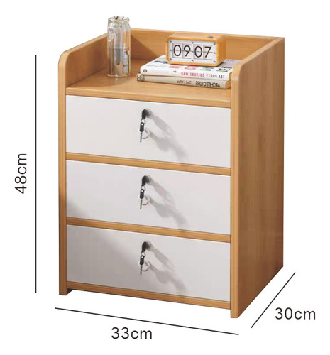 Mesita De Noche De Diseño Minimalista En Madera Y Blanco Roble/blanco