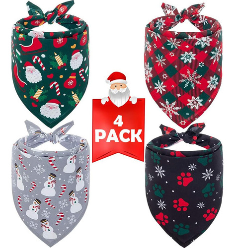 Bandana Para Perro Scenereal Christmas, Paquete De 4, Suave