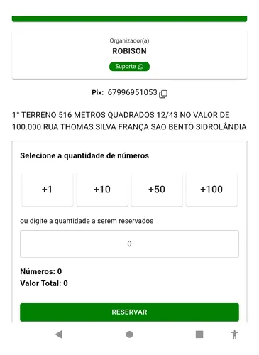 Rifa Terreno Sidrolândia Ms