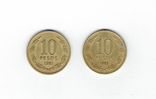 Moneda Chile, 10 Pesos De La Libertad (2 Unidades 81/89). Jp