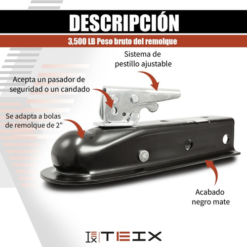 Imagen 6 de 7 de Concha Gancho Soporte Seguro Acople Bola Tiron Para Remolque