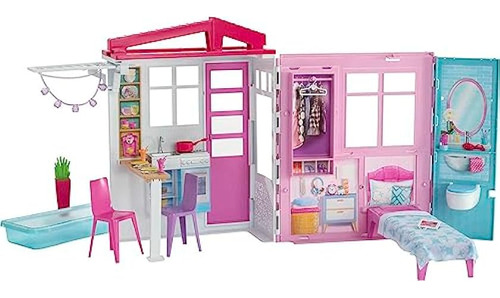 Casa Portátil Para Muñecas Con Accesorios Juguete Barbie ;o