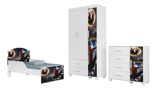 Quarto Infantil 3 Peças Com Mini Cama Herói Aranha Z53