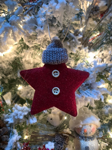 Esfera De Navidad - Estrella Con Gorrito Navideño - 1 Pieza