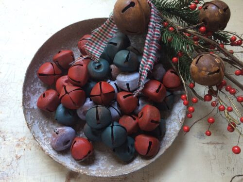 12 Primitive Rusty Tin Christmas Jingle Bells Bell 35mm Bbc