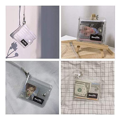 Cartera Transparente Para Mujer, Monedero Plegable Con Cordó