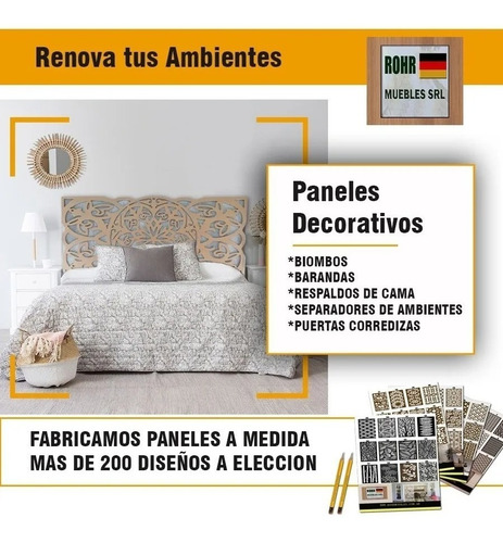 Imagen 5 de 10 de Panel Decorativo Biombo Respaldo De Somier