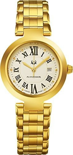 Plata De La Fecha Cara Del Reloj Grande Alexander Monarch Ni
